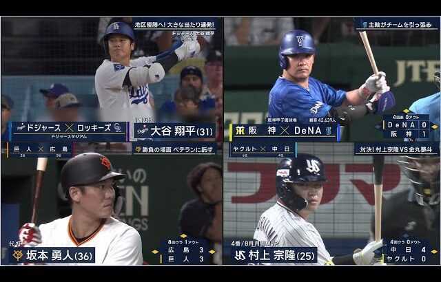 9月10日プロ野球ニュース&MLB大谷翔平 地区優勝へ! 大きな当たり連発!巨人が４－３で広島に勝利し４連勝！中日が６－３でヤクルトに勝利し連敗３でストップ！阪神は連敗で１５カードぶり負け越し