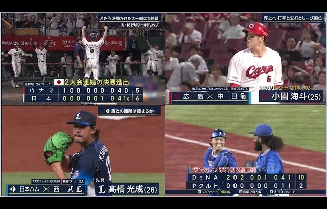 9月12日プロ野球ニュース DeNAが１０－２でヤクルトに快勝！2位巨人と1差！広島が９－０で中日に快勝！連勝で４位浮上！U-18W杯 日本6x-5パナマ 日本が決勝進出！