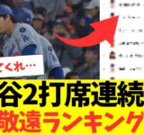 大谷翔平、2打席連続申告敬遠でランキングがとんでもない事に・・・